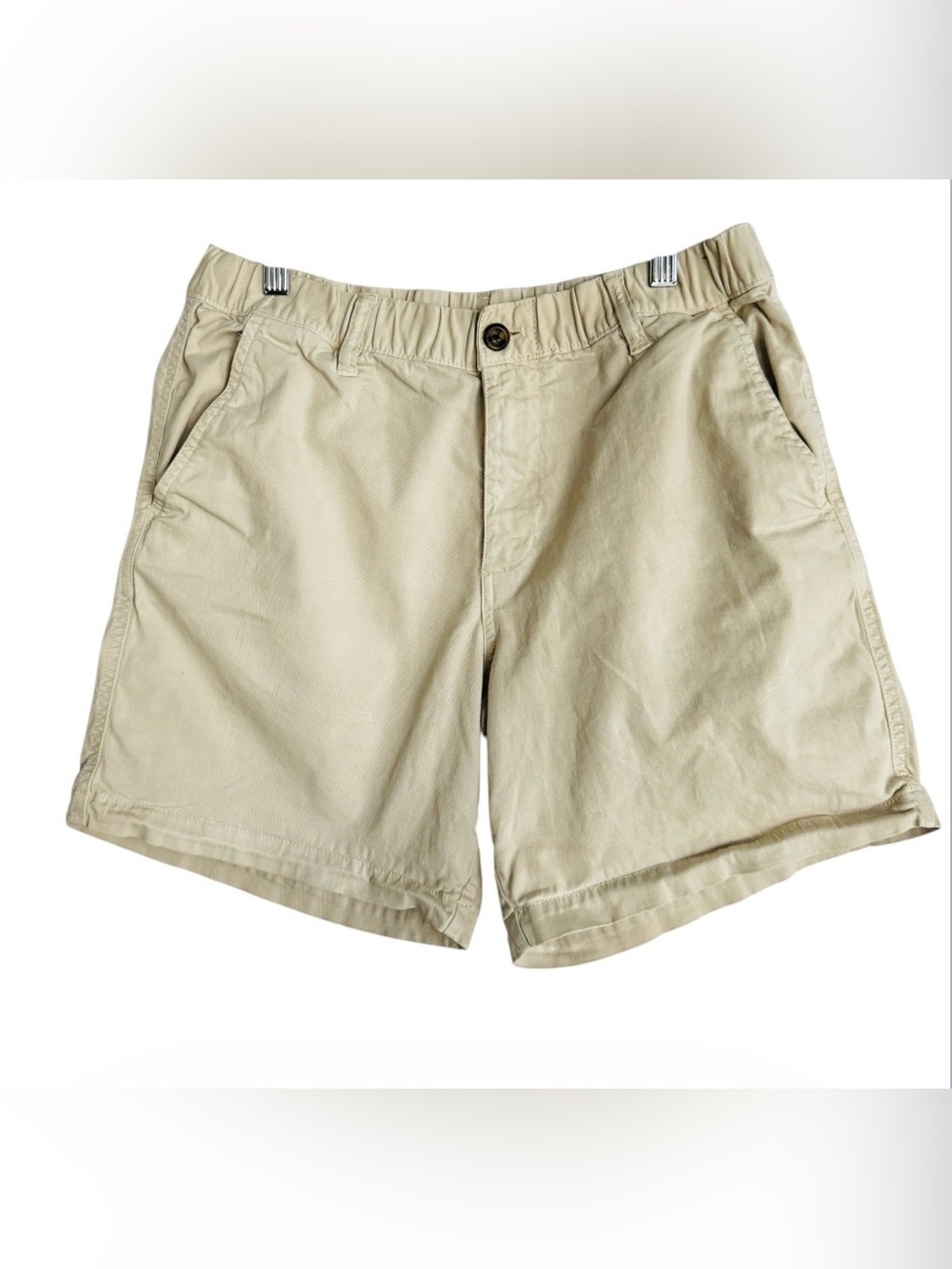 Bearbottom Men's Casual Cotton Elastic Waist Shorts in Khaki Large